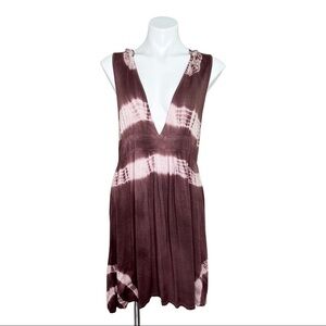 Club Z Tie Dye Print Sleeveless Hooded Summer Washed off Brown Dress M